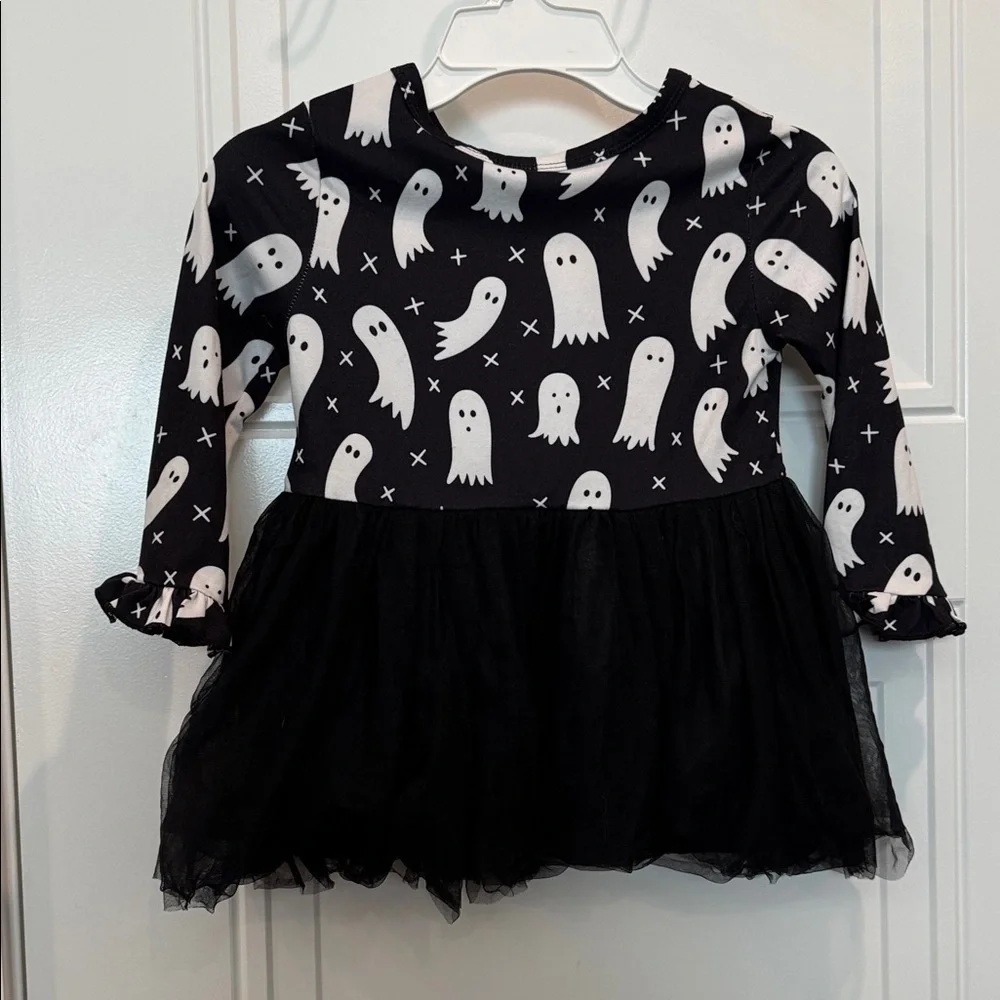 Spooky Ghost Kids Halloween Costume Dress - Black and White